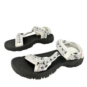 Equick Black & White Geometric Print Open Toe Breathable Sport Sandal Sz 10